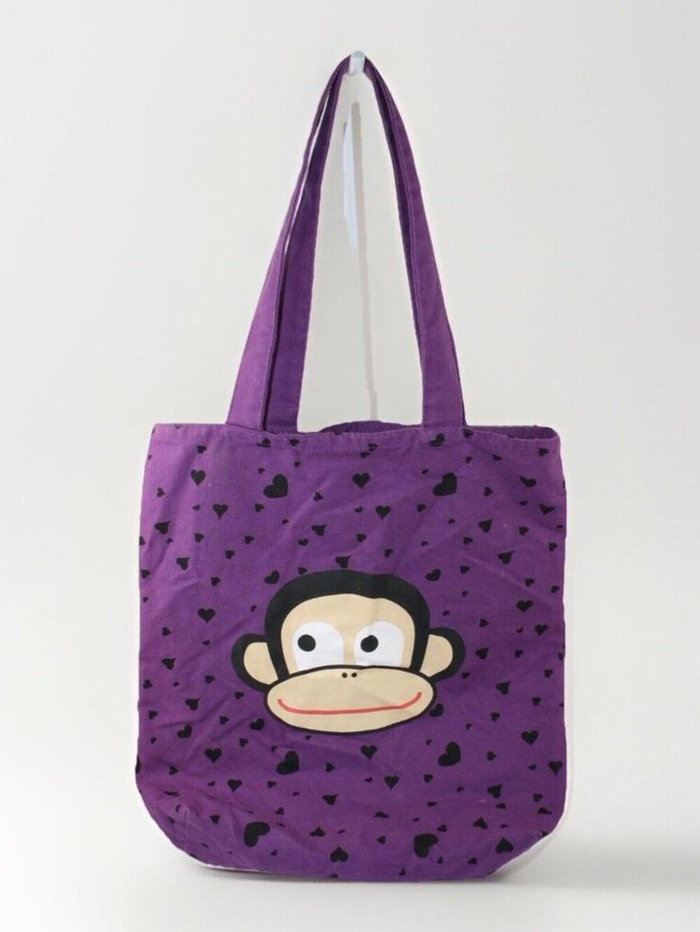 VTG 2000s Y2K Paul Frank Julius Monkey Purple Tote Bag Canvas Shopping Bag